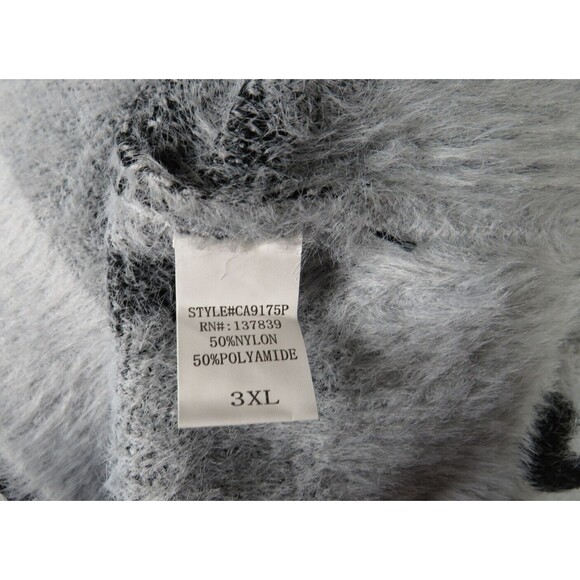 Debut Gray Leopard Print Faux Mohair Shaggy Long Sleeve Sweater Plus Size 3X - Picture 6 of 9